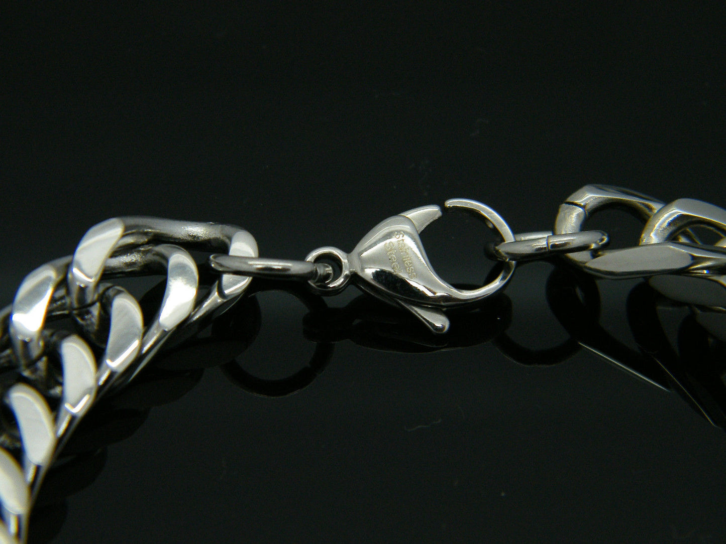 MEN'S LARGE STAINLESS STEEL SILVER 316L LINK CHAIN BRACELET 10 MM steelstyle33
