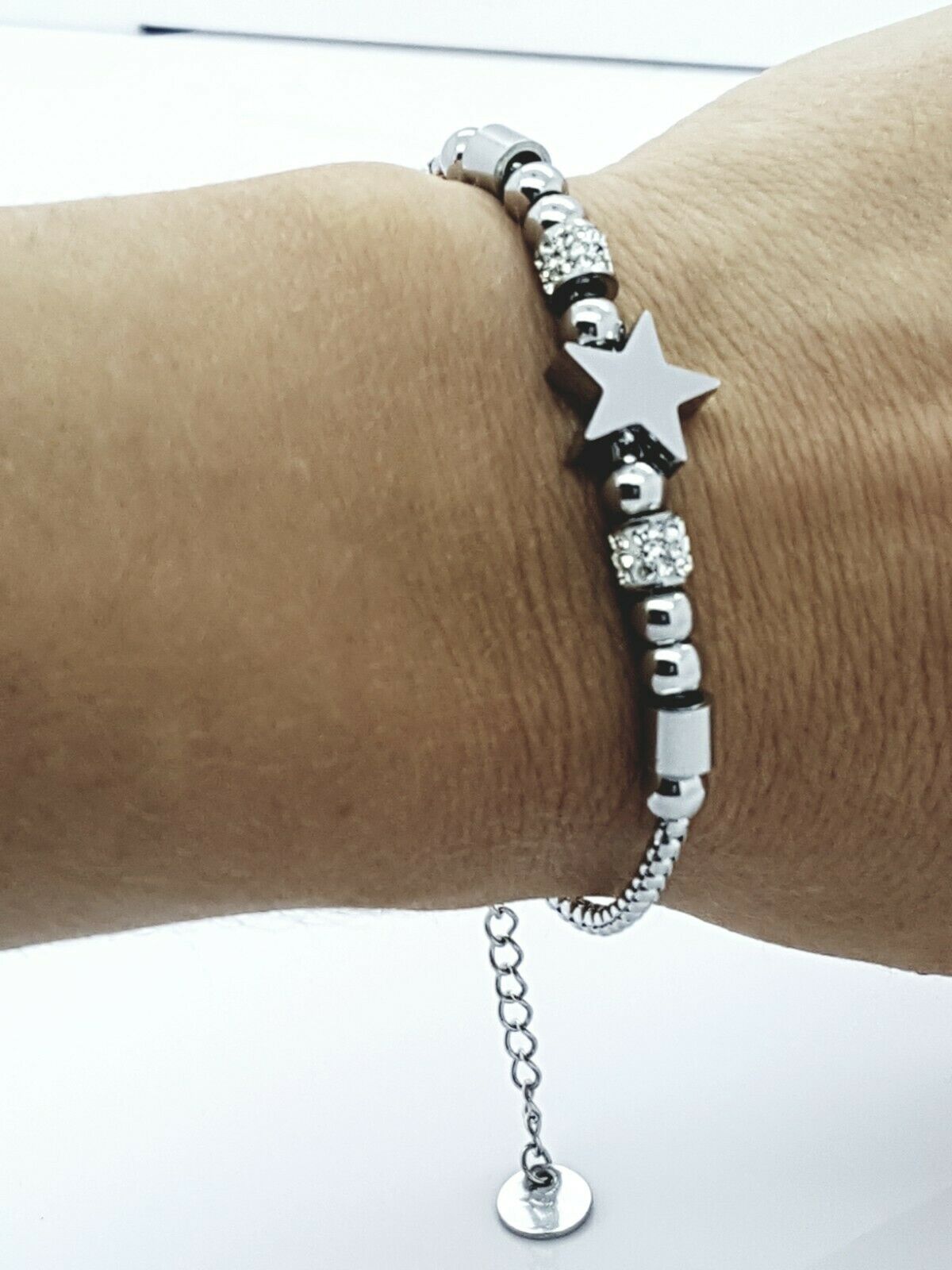WOMEN'S STAINLESS STEEL STAR JEWELLERY BRACELET SILVER steelstyle33