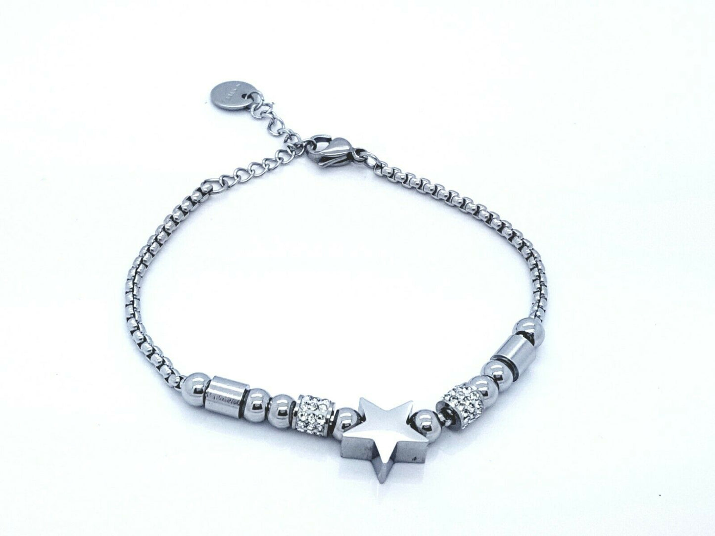 WOMEN'S STAINLESS STEEL STAR JEWELLERY BRACELET SILVER steelstyle33