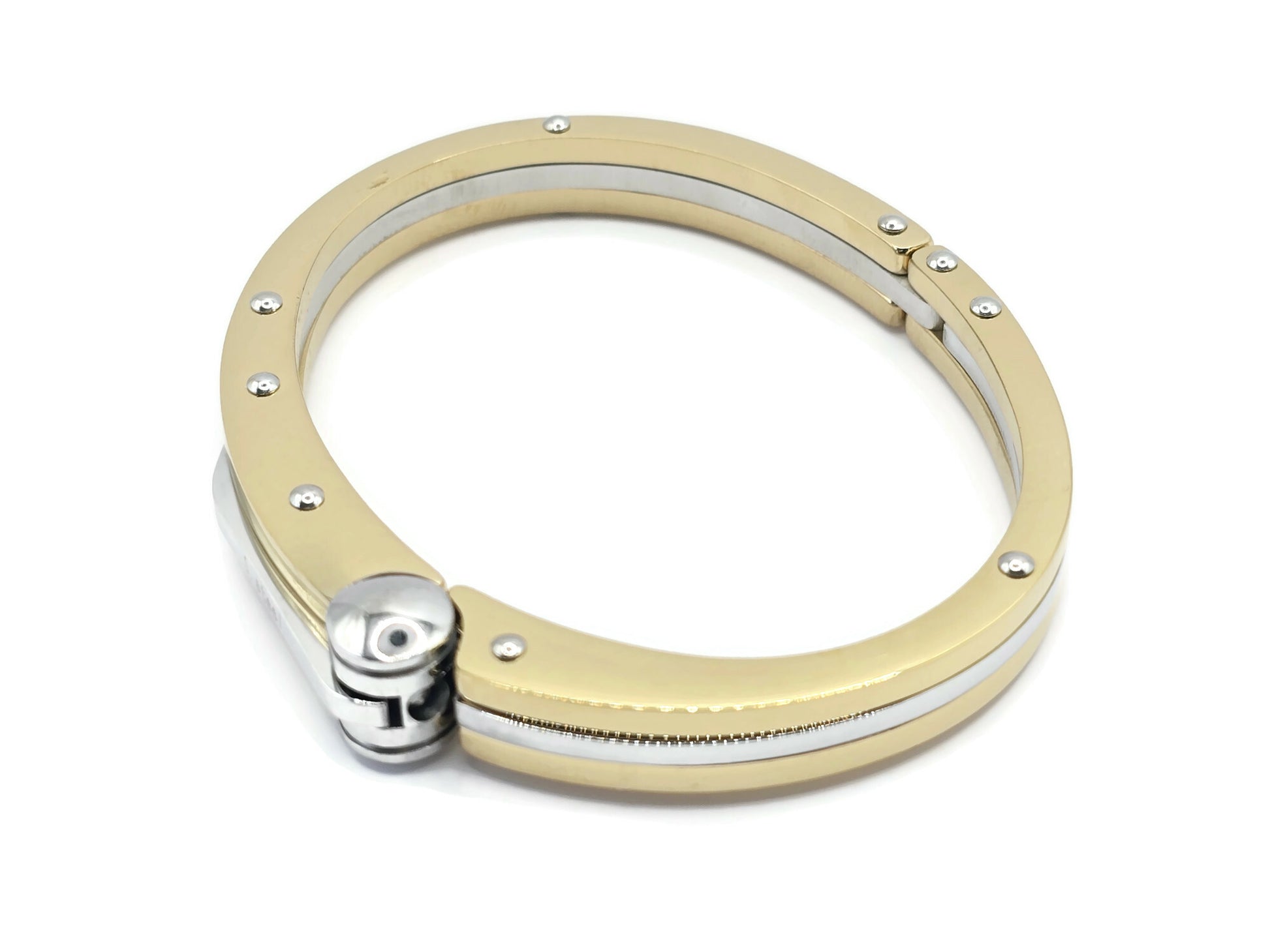 HANDCUFF STAINLESS STEEL WRISTBAND MEN'S JEWELLERY BRACELET GOLD/SILVER - steelstyle33