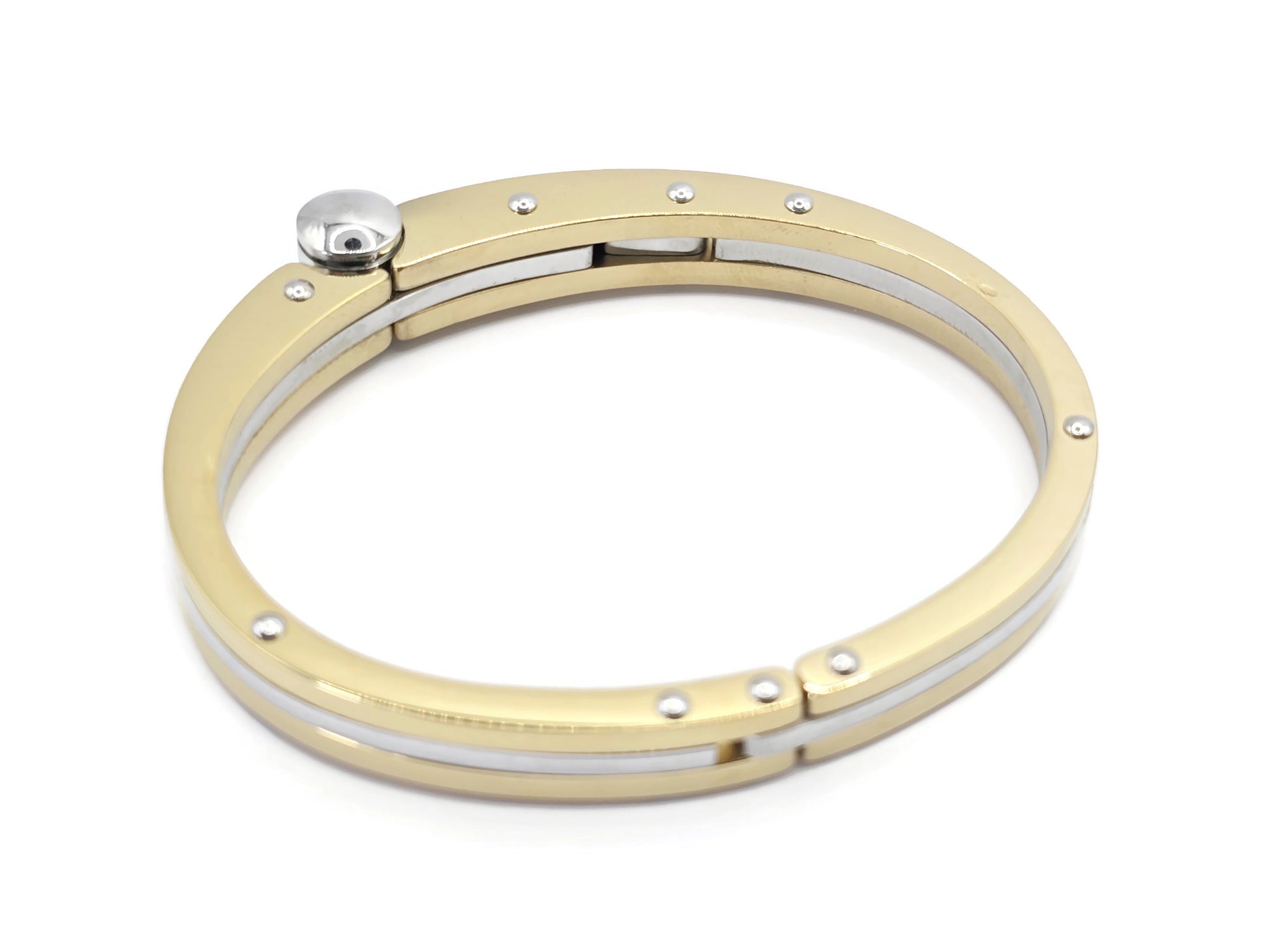HANDCUFF STAINLESS STEEL WRISTBAND MEN'S JEWELLERY BRACELET GOLD/SILVER - steelstyle33