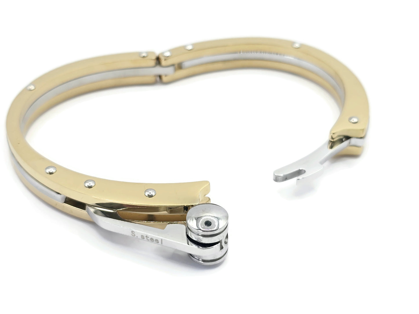 HANDCUFF STAINLESS STEEL WRISTBAND MEN'S JEWELLERY BRACELET GOLD/SILVER - steelstyle33