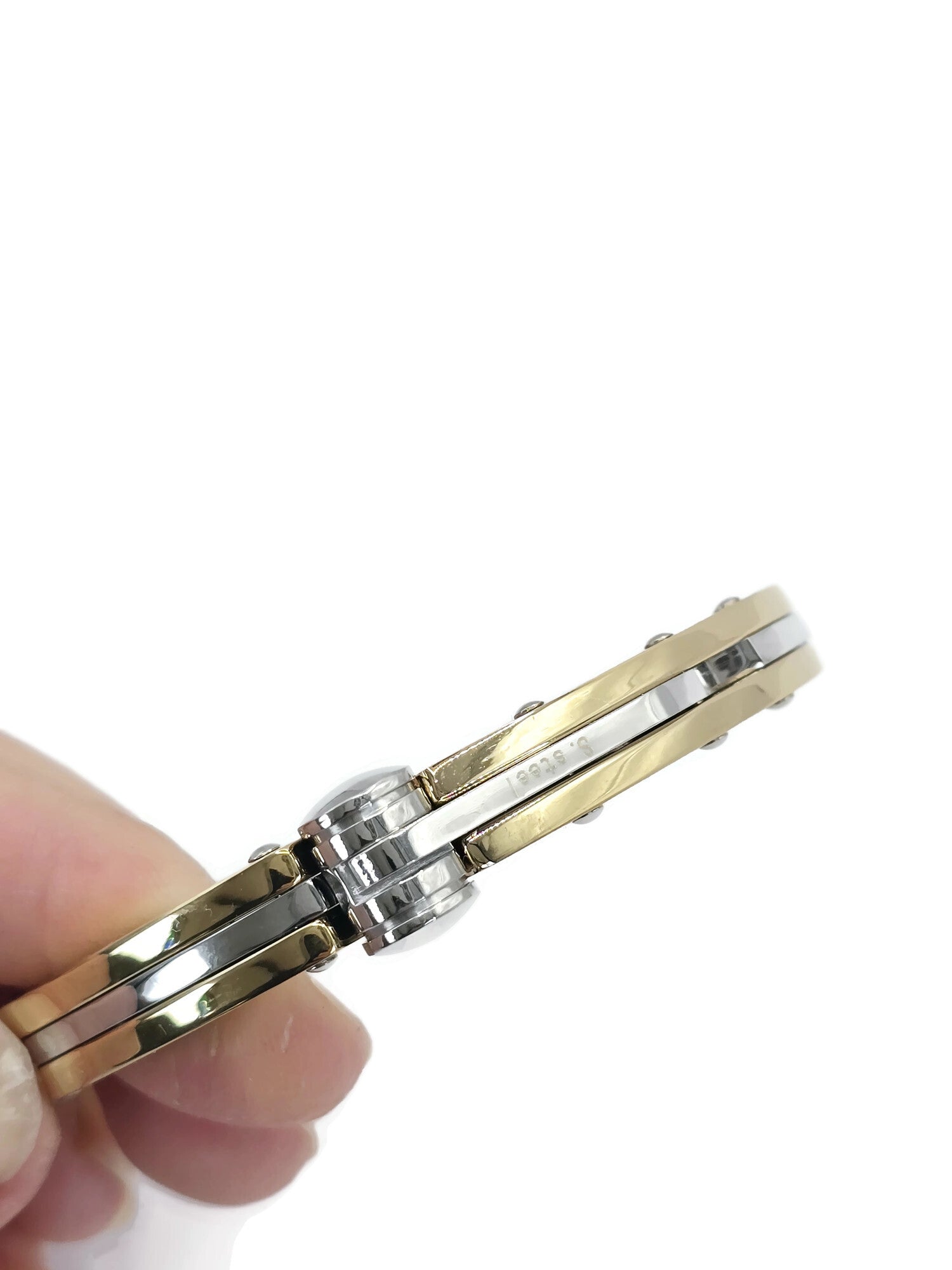 HANDCUFF STAINLESS STEEL WRISTBAND MEN'S JEWELLERY BRACELET GOLD/SILVER - steelstyle33