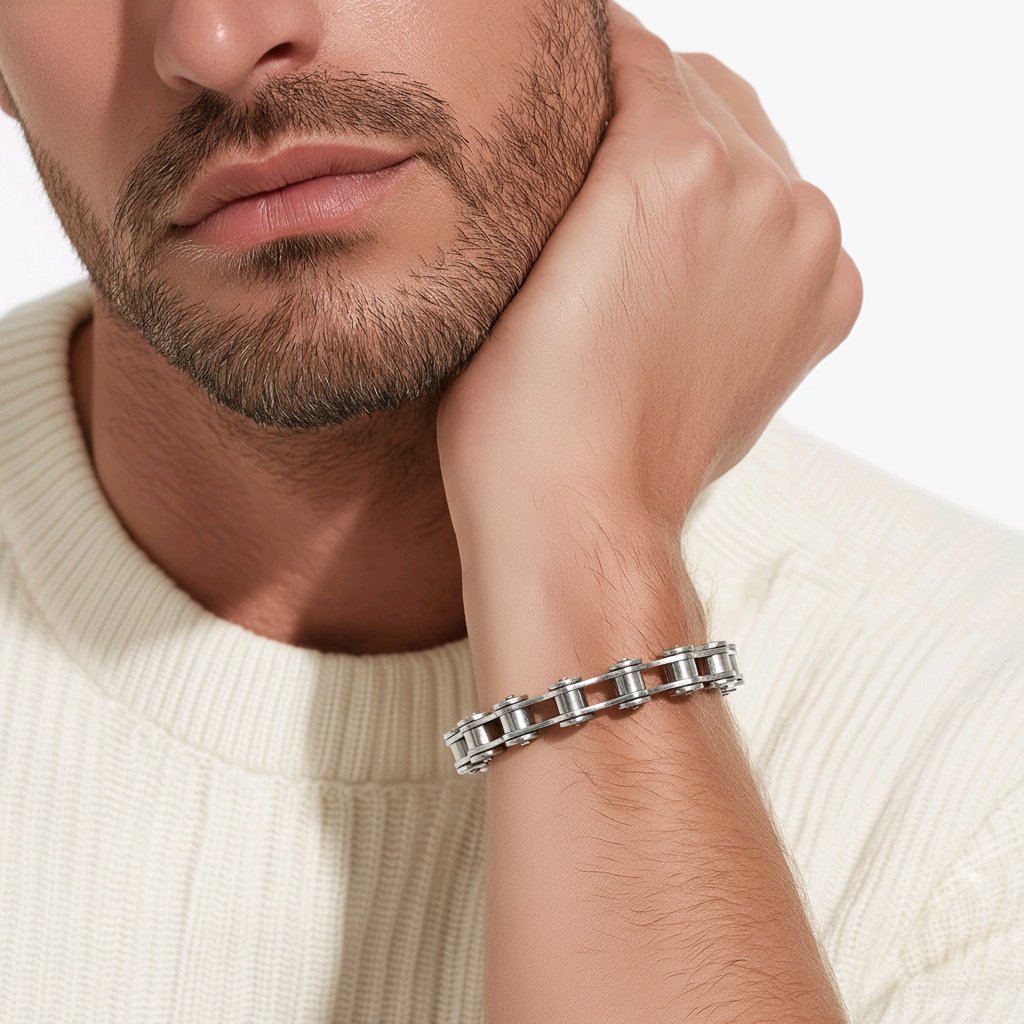 LARGE BIKER GOTHIC STAINLESS STEEL 316L BIKE CHAIN BRACELET