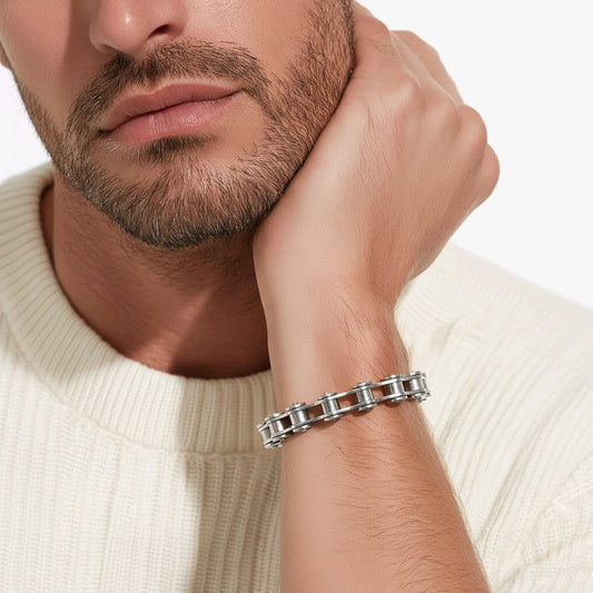 LARGE BIKER GOTHIC STAINLESS STEEL 316L BIKE CHAIN BRACELET