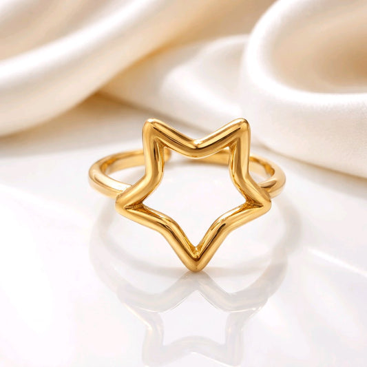 Gold Star Ring, Adjustable Ring, Stainless Steel, Chunky Ring, Open Ring, Gift (Copy)
