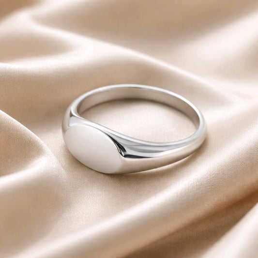 Stainless Steel Gold Round  Signet  Polished Mens Womens Different Sizes Available (Copy)