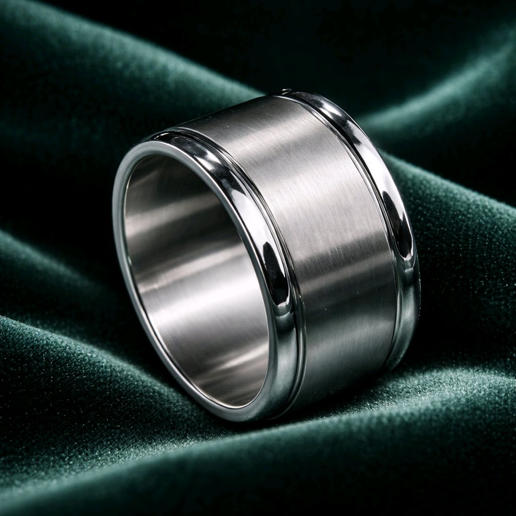 STAINLESS STEEL WIDE SILVER MATT TONE RING MEN'S LADIES