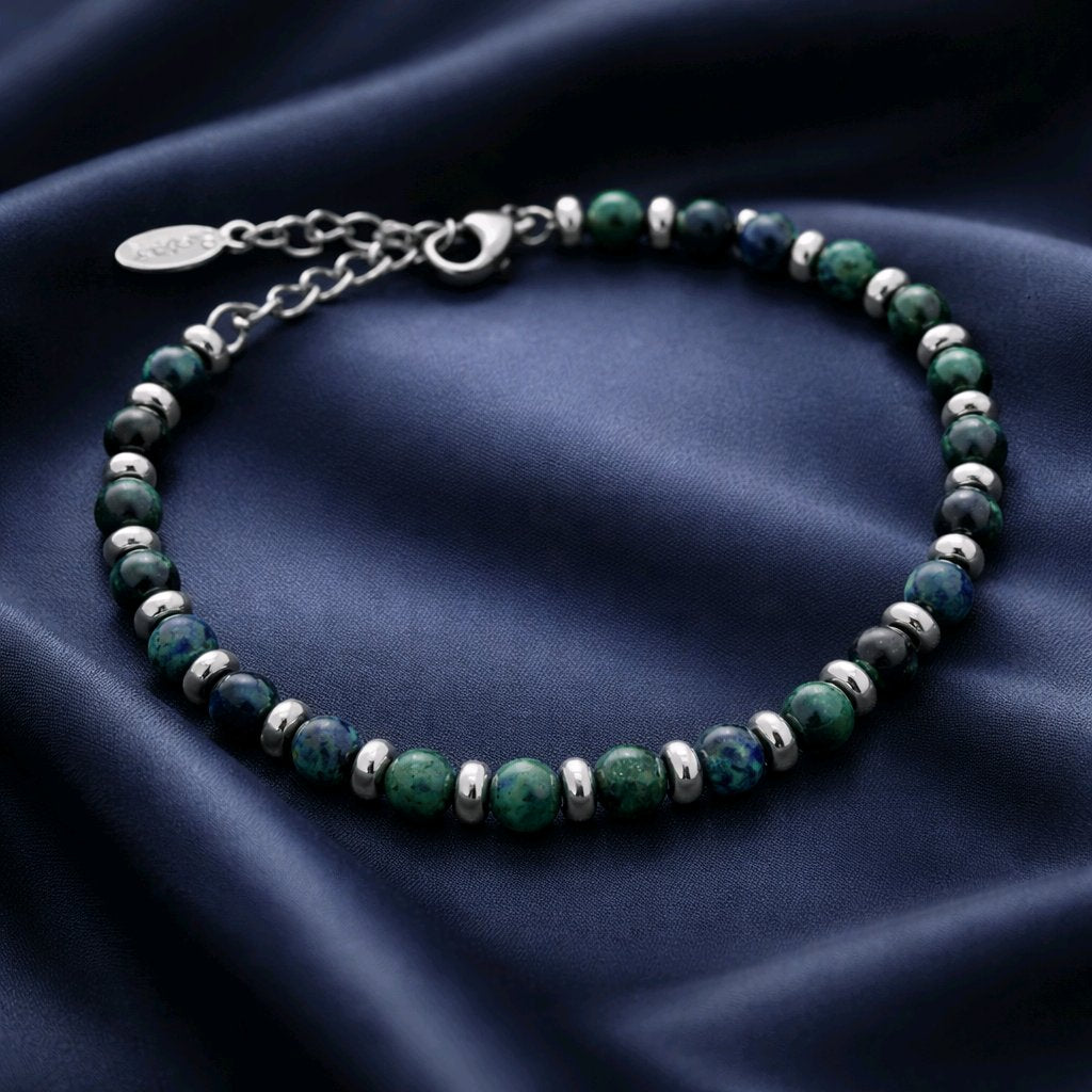 APATITE natural GEMSTONE beaded bracelet BOTTLE green colour men's women's