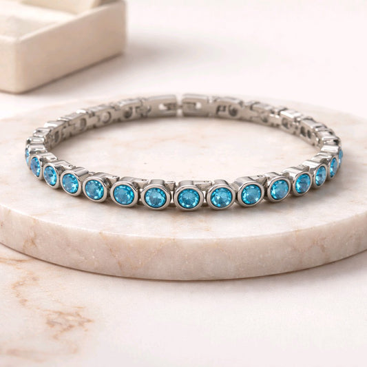 Ladies elegant FULL BIO MAGNETIC Tenis Ball bracelet with Pink cubic zirconia gemstones (Copy) (Copy)