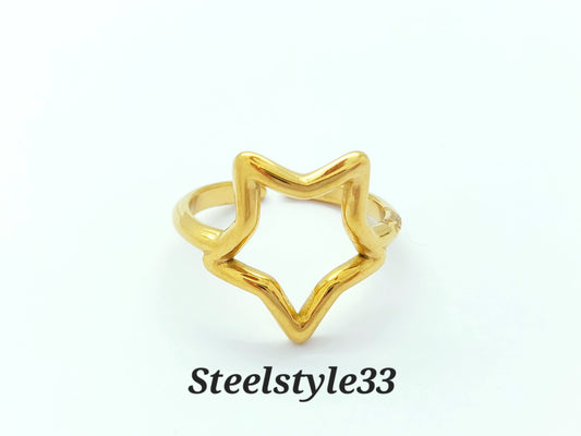 Gold Star Ring, Adjustable Ring, Stainless Steel, Chunky Ring, Open Ring, Gift (Copy)