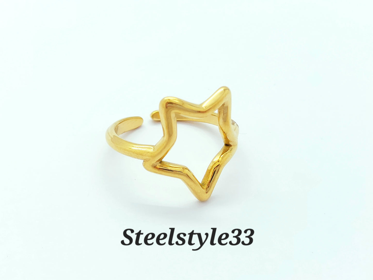 Gold Star Ring, Adjustable Ring, Stainless Steel, Chunky Ring, Open Ring, Gift (Copy)