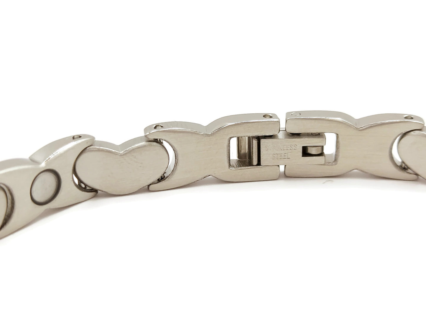 Elegant Women's Biomagnetic Bracelet with Hearts  stainless steel in silver