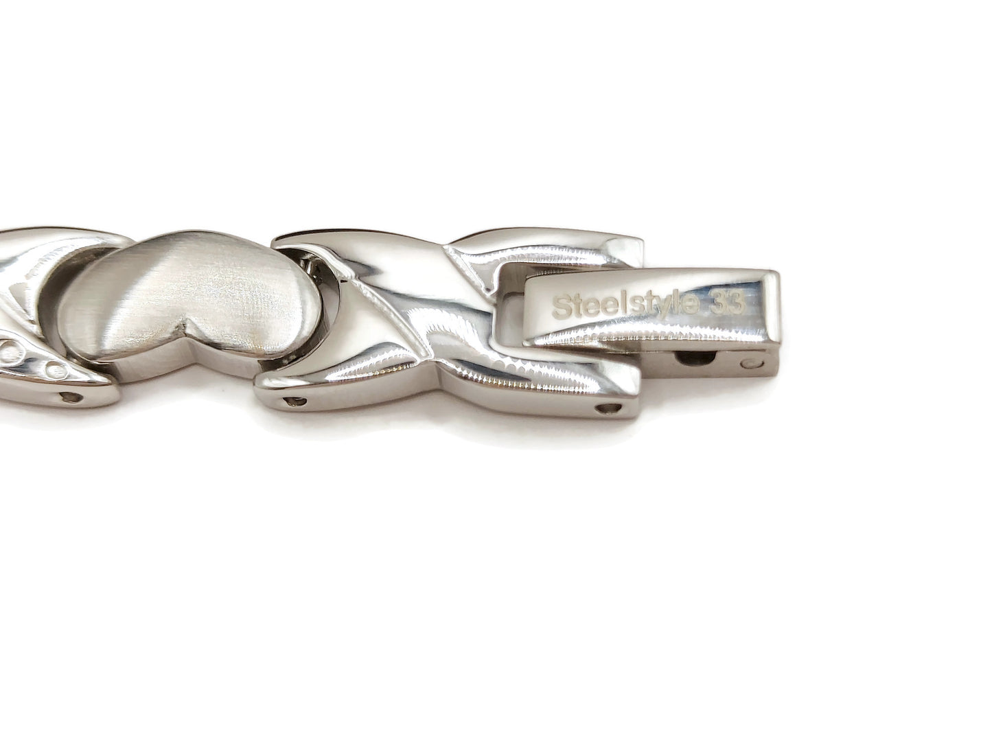 Elegant Women's Biomagnetic Bracelet with Hearts  stainless steel in silver