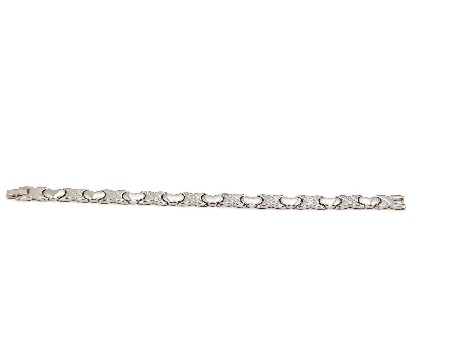 Elegant Women's Biomagnetic Bracelet with Hearts  stainless steel in silver