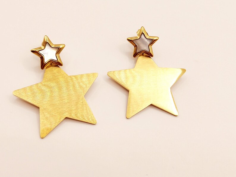 Elegant 18K Gold-Plated Double Star Stud Earrings - Tarnish-Free Stainless Steel for Women, Wedding Gift steelstyle33