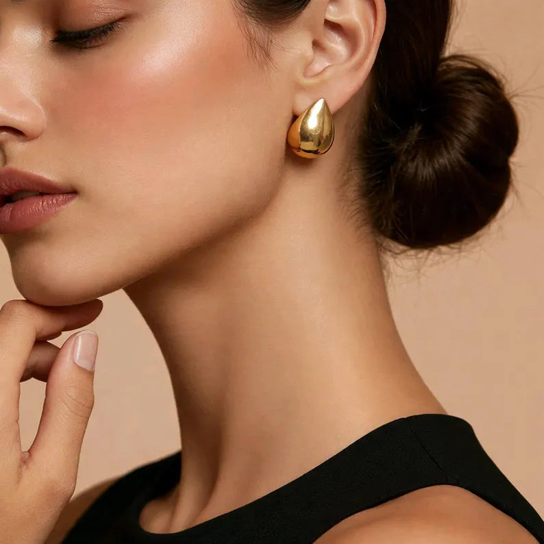 Tear drop earrings, 18k Gold Plated, waterproof Gold Earrings, tear drop earrings, fashion jewellery, gift