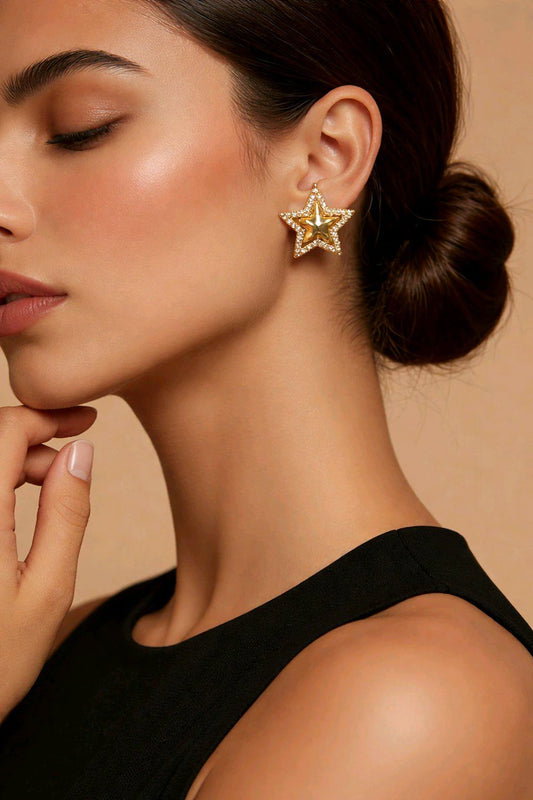 Gold star earrings Women 18k Gold Plated stainless steel,Gold star earrings