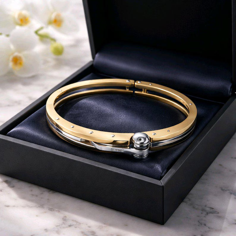 HANDCUFF STAINLESS STEEL WRISTBAND MEN'S JEWELLERY BRACELET GOLD/SILVER