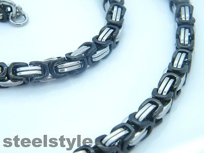 LARGE HEAVY NECKLACE STAINLESS STEEL 316L SILVER/BLACK MEN'S JEWELLERY BH2 none