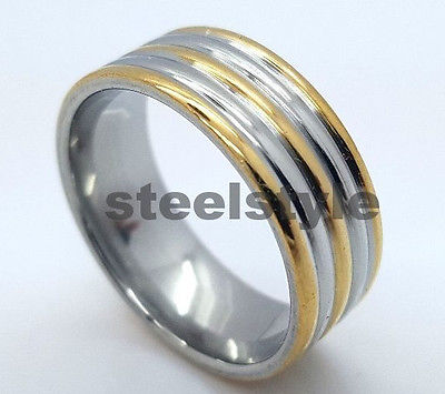 RING STAINLESS STEEL 316L POLISHED SILVER&GOLD MEN'S WOMEN'S Unbranded