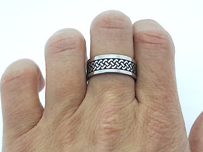 RING BAND STAINLESS STEEL 316L BRAIDED DESIGN 8MM MEN'S WOMEN'S Unbranded