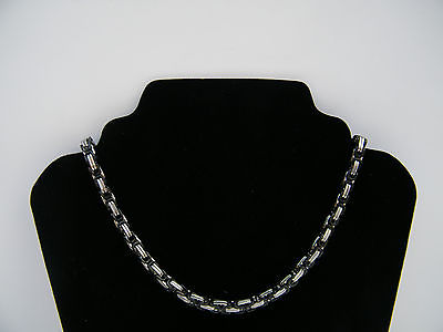 NECKLACE STAINLESS STEEL 316L SILVER/BLACK MEN'S JEWELLERY NECKLACE KH none