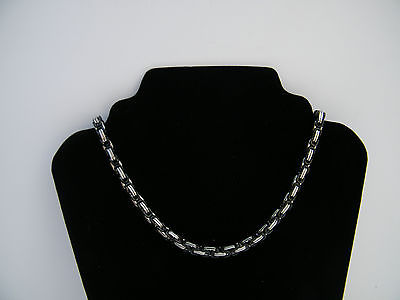 NECKLACE STAINLESS STEEL 316L SILVER/BLACK MEN'S JEWELLERY NECKLACE KH none