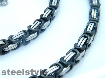 LARGE HEAVY NECKLACE STAINLESS STEEL 316L SILVER/BLACK MEN'S JEWELLERY BH2 none