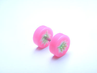 PAIR OF 7MM MEN'S UNISEX FAKE EAR PLUGS STAINLESS STEEL STUD BODY PIERCING none