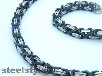 LARGE HEAVY NECKLACE STAINLESS STEEL 316L SILVER/BLACK MEN'S JEWELLERY BH2 none