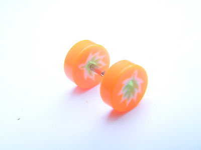 PAIR OF 7MM MEN'S UNISEX FAKE EAR PLUGS STAINLESS STEEL STUD BODY PIERCING none