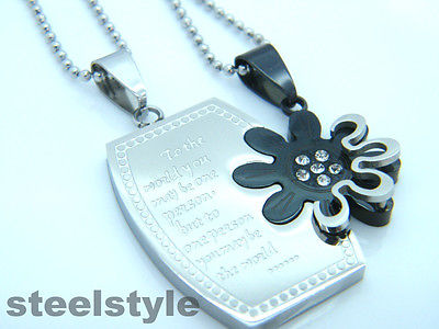 WOMENS MENS STAINLESS STEEL 316L COUPLE PENDANT NECKLACE SILVER/BLACK 01 Unbranded