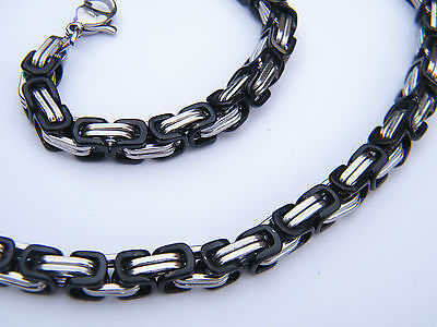NECKLACE STAINLESS STEEL 316L SILVER/BLACK MEN'S JEWELLERY NECKLACE KH none
