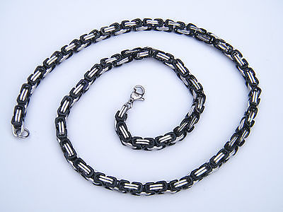 NECKLACE STAINLESS STEEL 316L SILVER/BLACK MEN'S JEWELLERY NECKLACE KH none