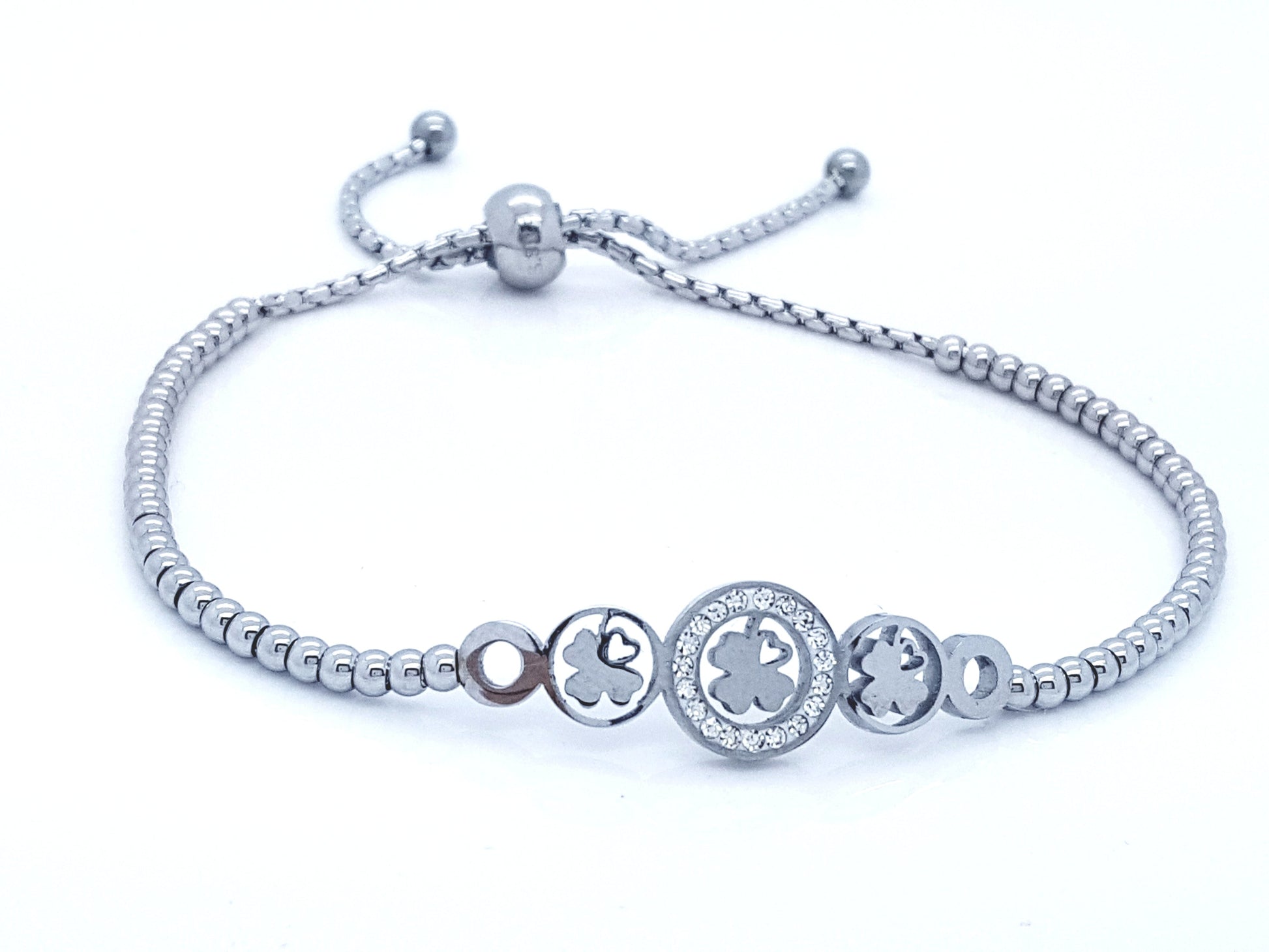 WOMEN'S STAINLESS STEEL SLIDING BRACELET SHAMROCK LADIE'S JEWELLERY steelstyle33
