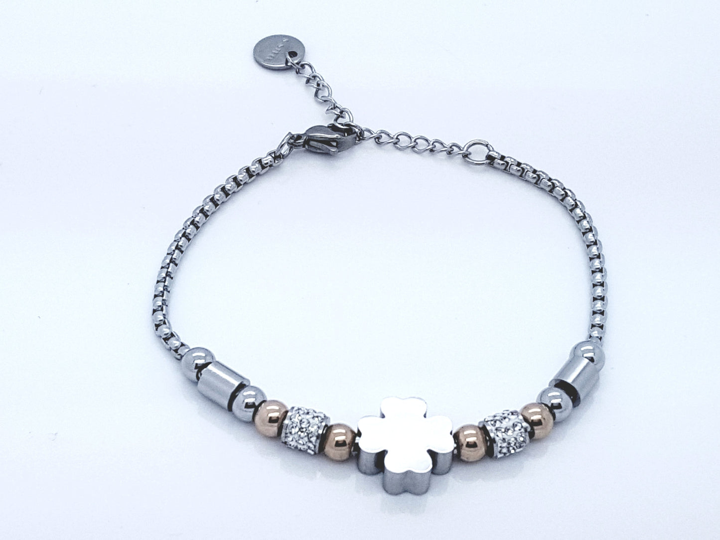 WOMEN'S STAINLESS STEEL SHAMROCK JEWELLERY BRACELET SILVER/GOLD steelstyle33