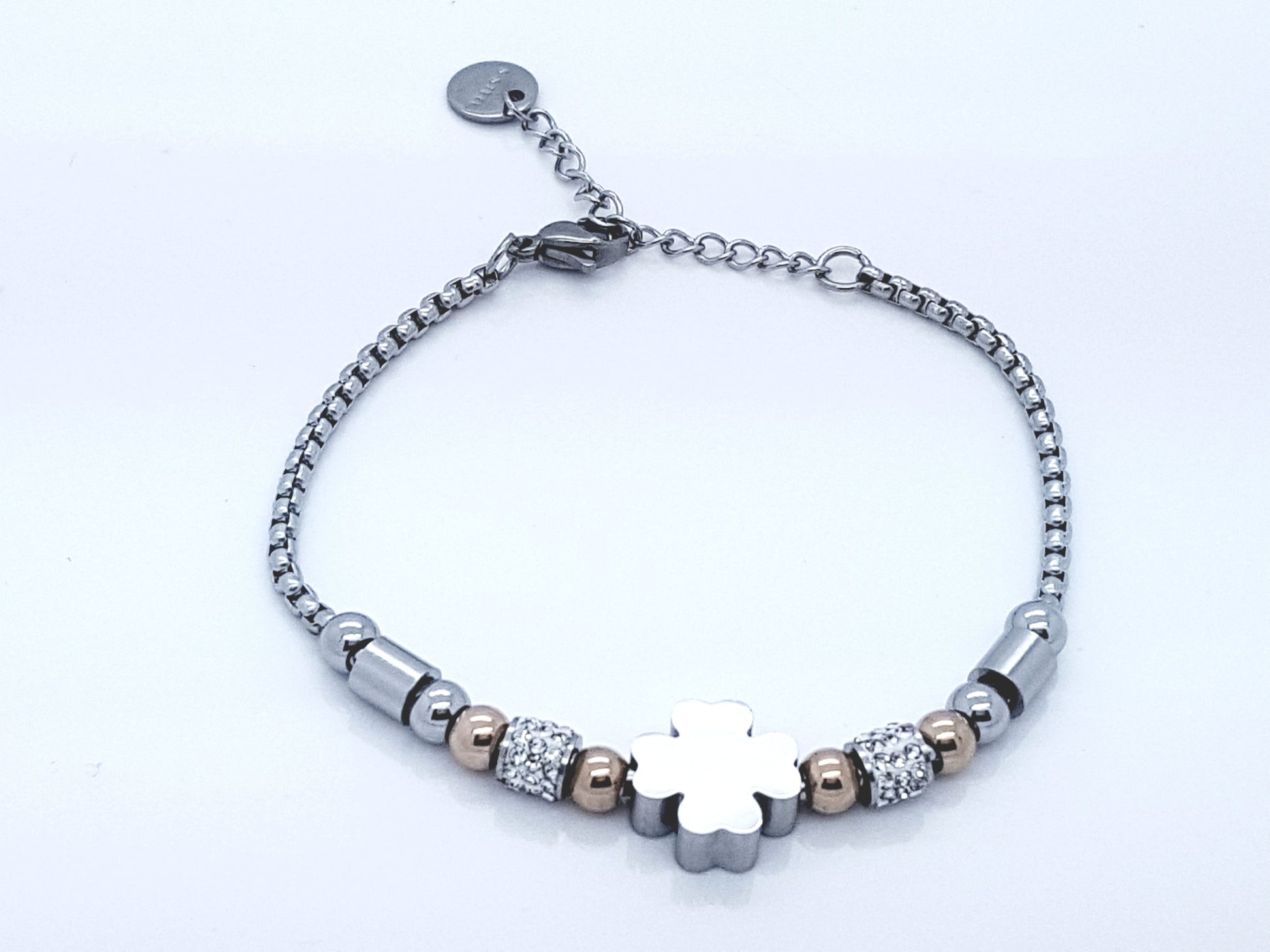 WOMEN'S STAINLESS STEEL SHAMROCK JEWELLERY BRACELET SILVER/GOLD steelstyle33