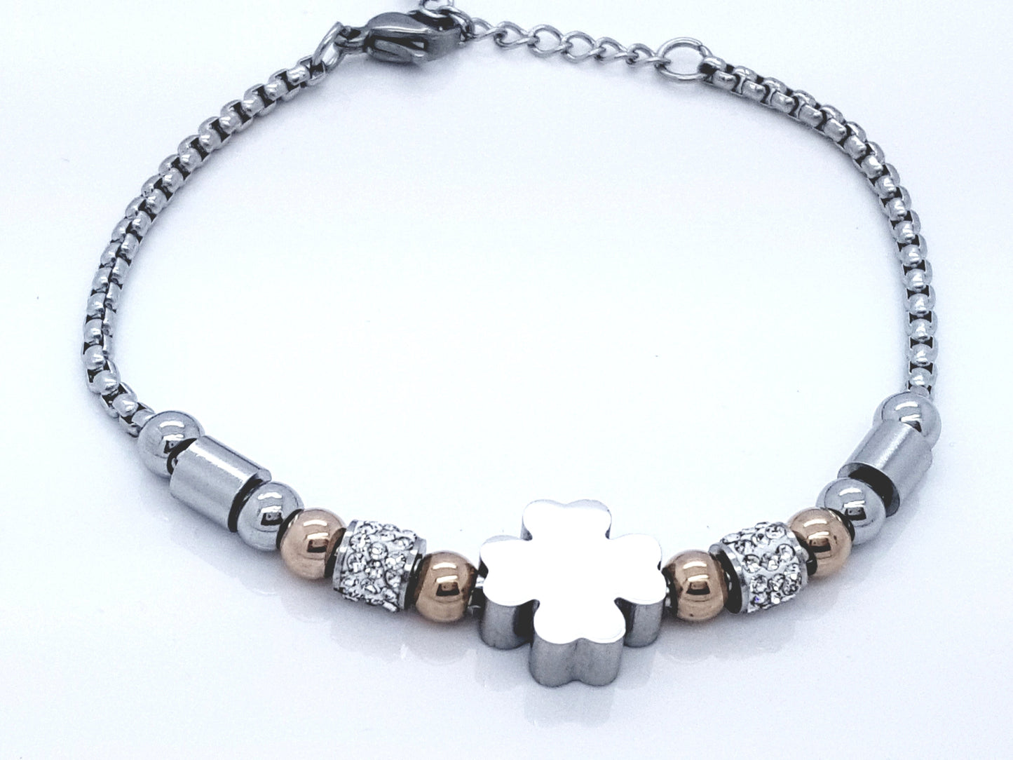 WOMEN'S STAINLESS STEEL SHAMROCK JEWELLERY BRACELET SILVER/GOLD steelstyle33