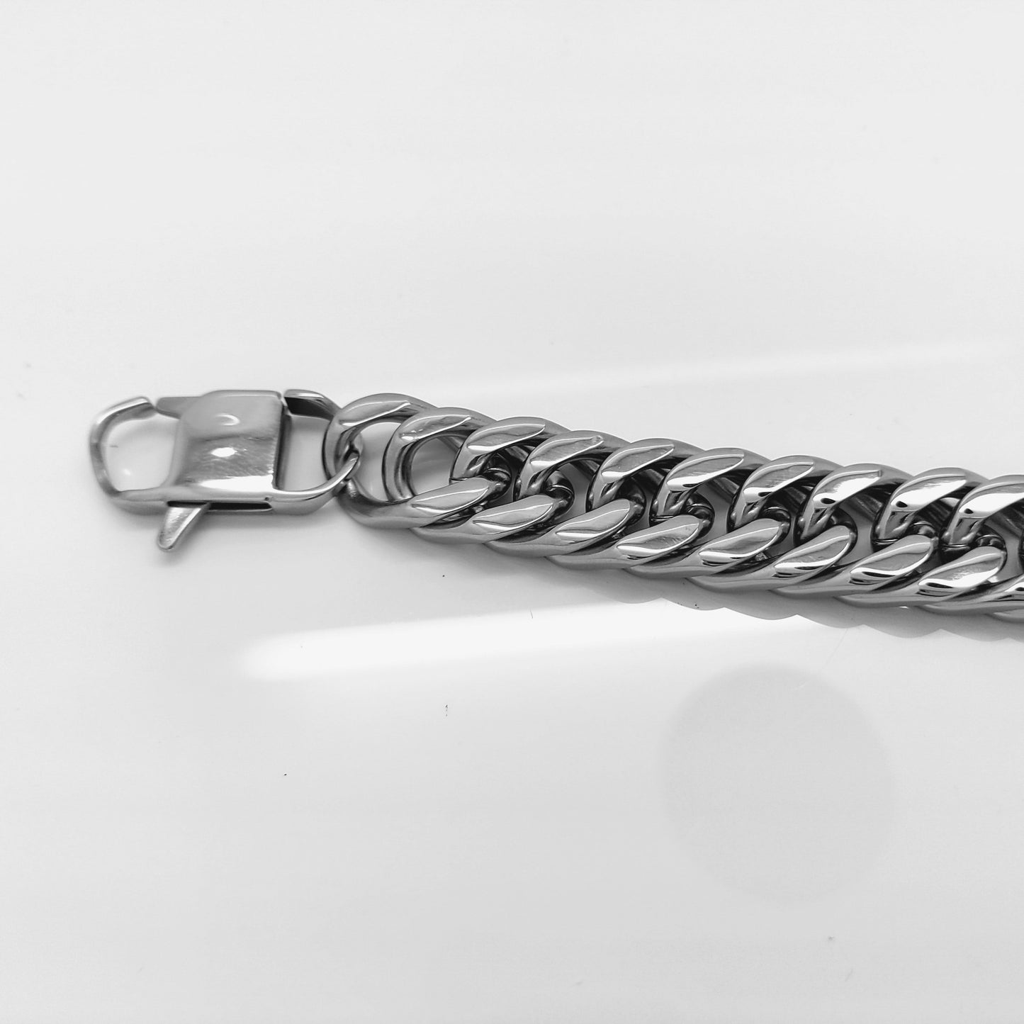 MEN'S LARGE STAINLESS STEEL SILVER 316L LINK CHAIN BRACELET 15 MM steelstyle33