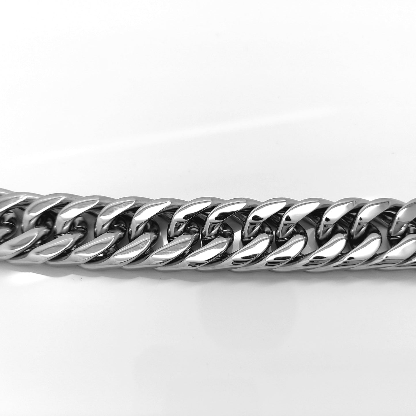 MEN'S LARGE STAINLESS STEEL SILVER 316L LINK CHAIN BRACELET 15 MM steelstyle33