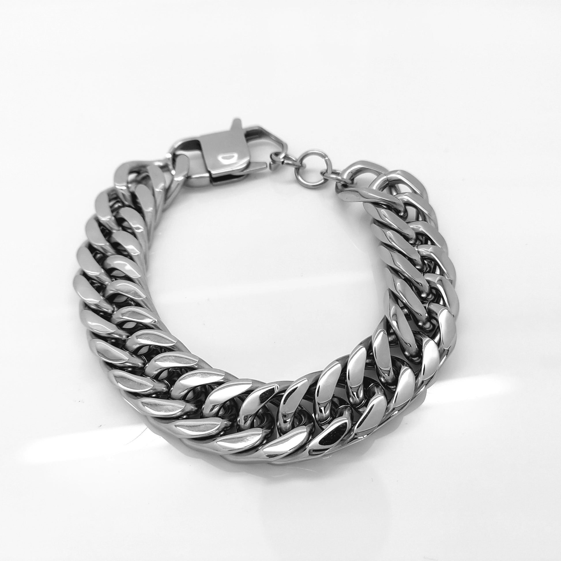 MEN'S LARGE STAINLESS STEEL SILVER 316L LINK CHAIN BRACELET 15 MM steelstyle33