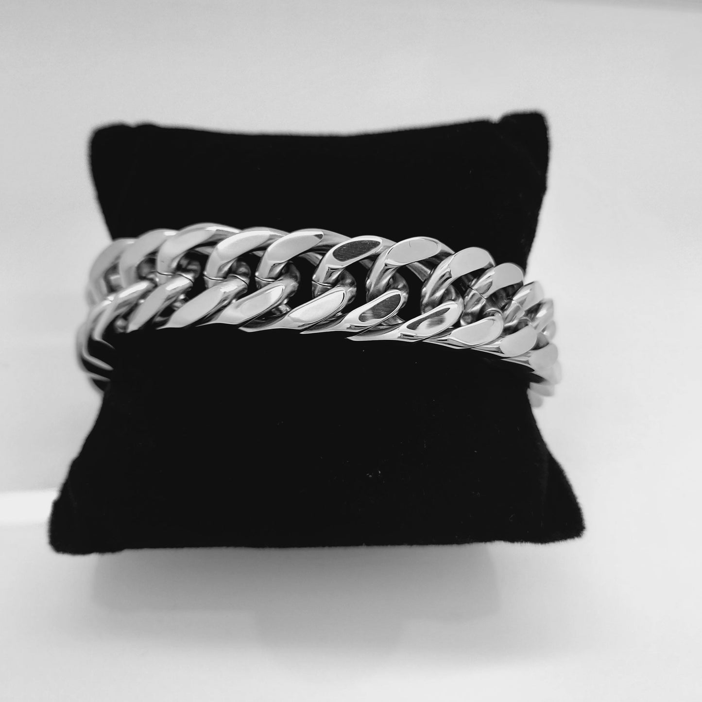 MEN'S LARGE STAINLESS STEEL SILVER 316L LINK CHAIN BRACELET 15 MM steelstyle33