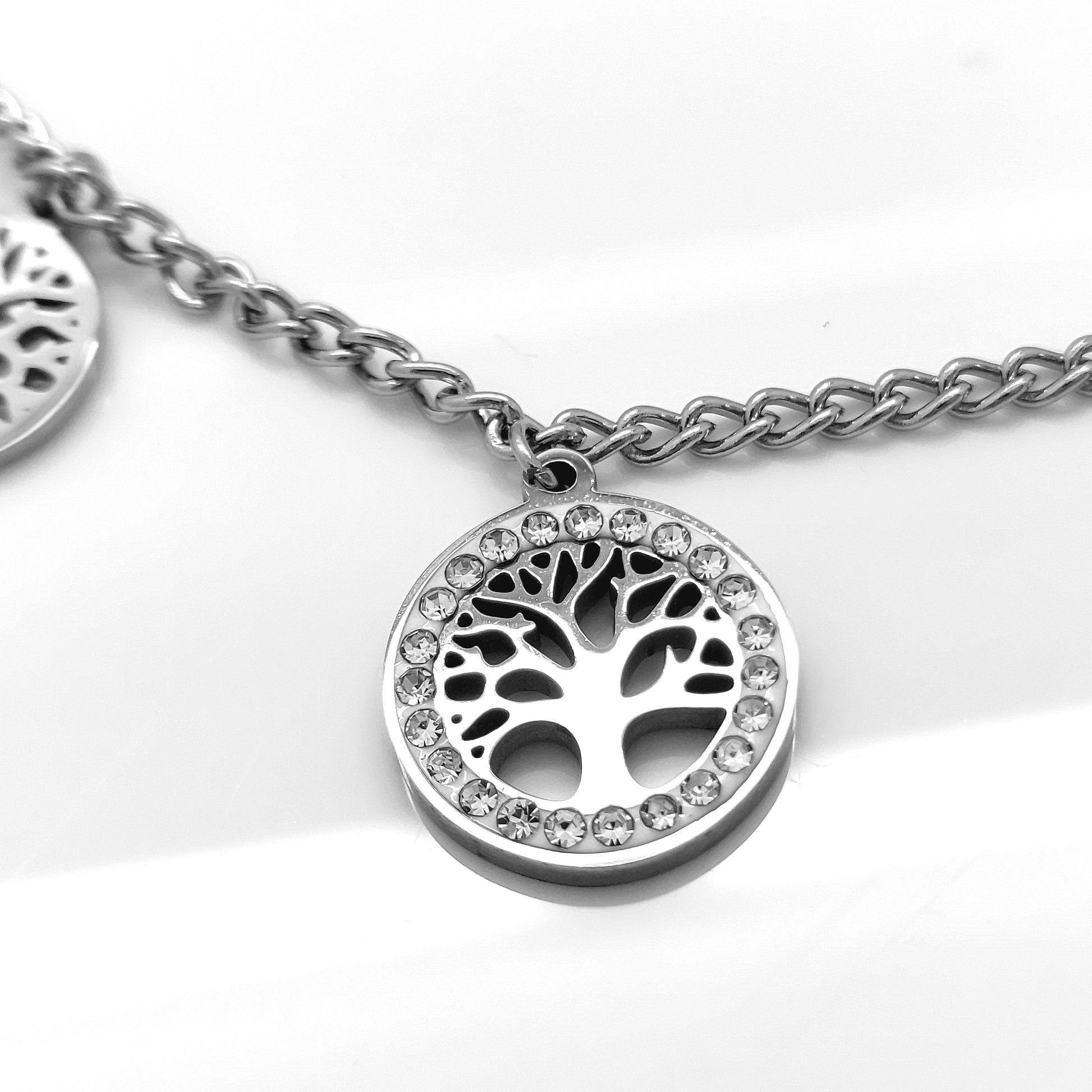 LADIE'S STAINLESS STEEL SILVER CHARMS BRACELET SYMBOLIC TREE OF LIFE steelstyle33
