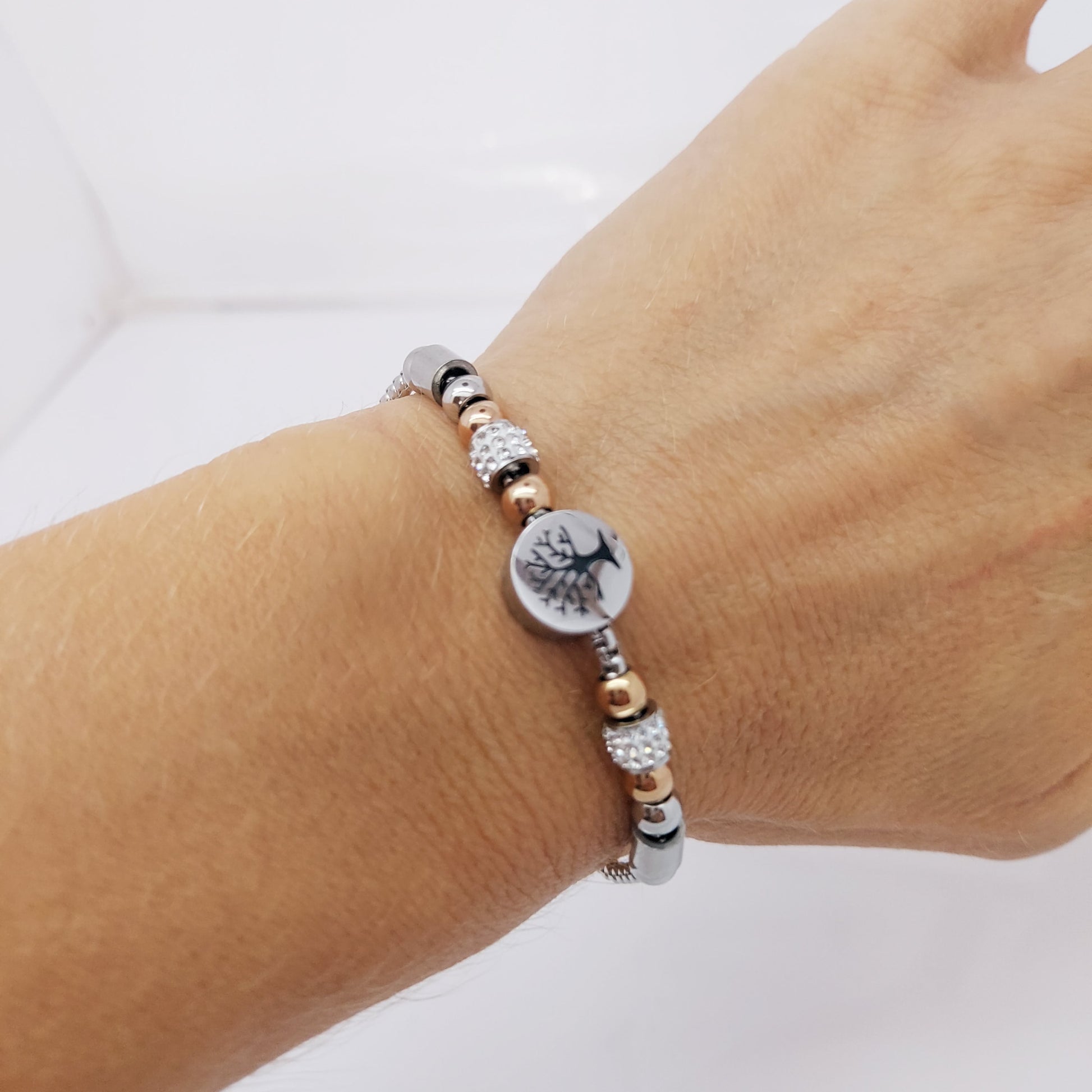 WOMEN'S STAINLESS STEEL TREE OF LIFE JEWELLERY BRACELET SILVER/GOLD steelstyle33