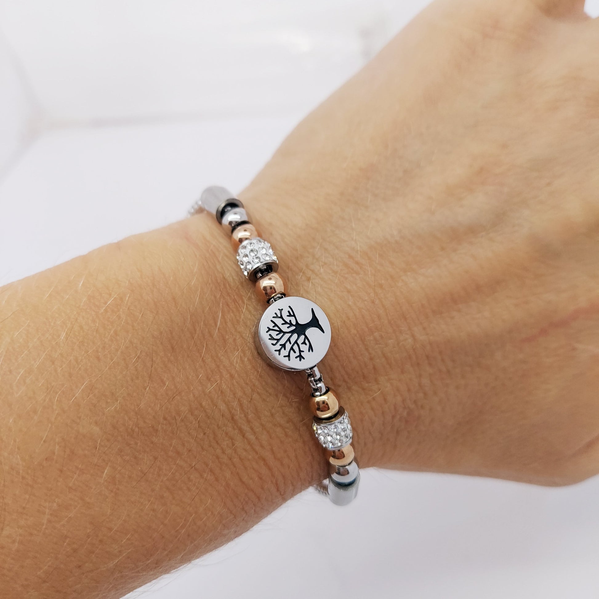 WOMEN'S STAINLESS STEEL TREE OF LIFE JEWELLERY BRACELET SILVER/GOLD steelstyle33