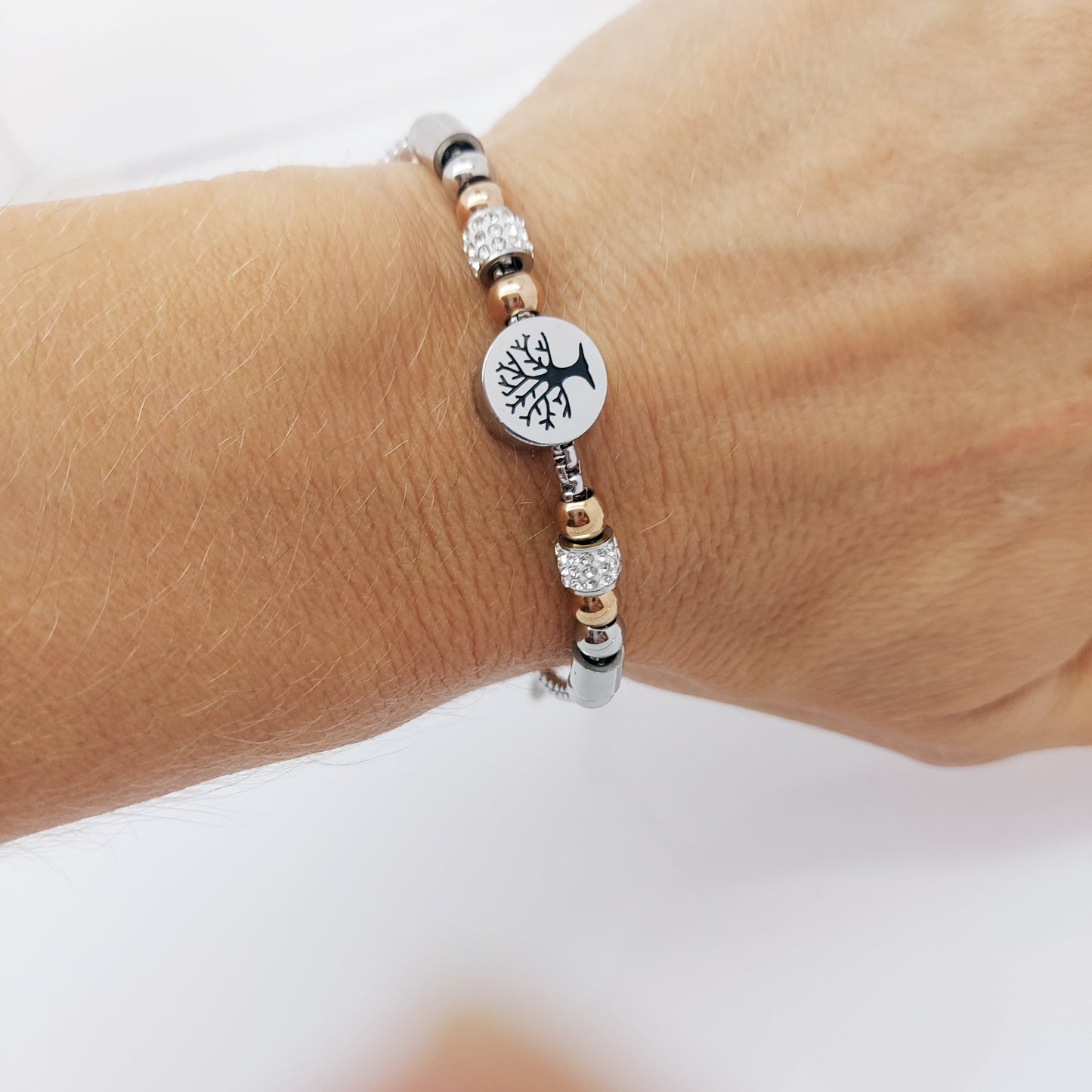 WOMEN'S STAINLESS STEEL TREE OF LIFE JEWELLERY BRACELET SILVER/GOLD steelstyle33