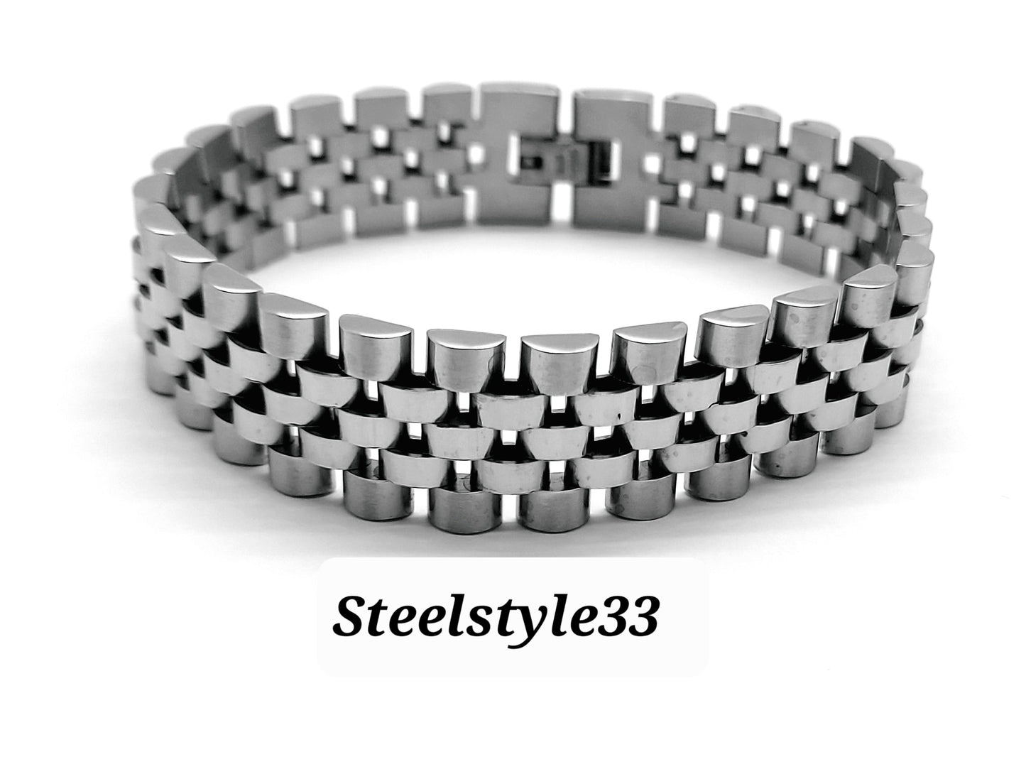 HIGH QUALITY MEN'S WOMEN'S STAINLESS STEEL CLASSIC BRACELET SILVER LARGE steelstyle33