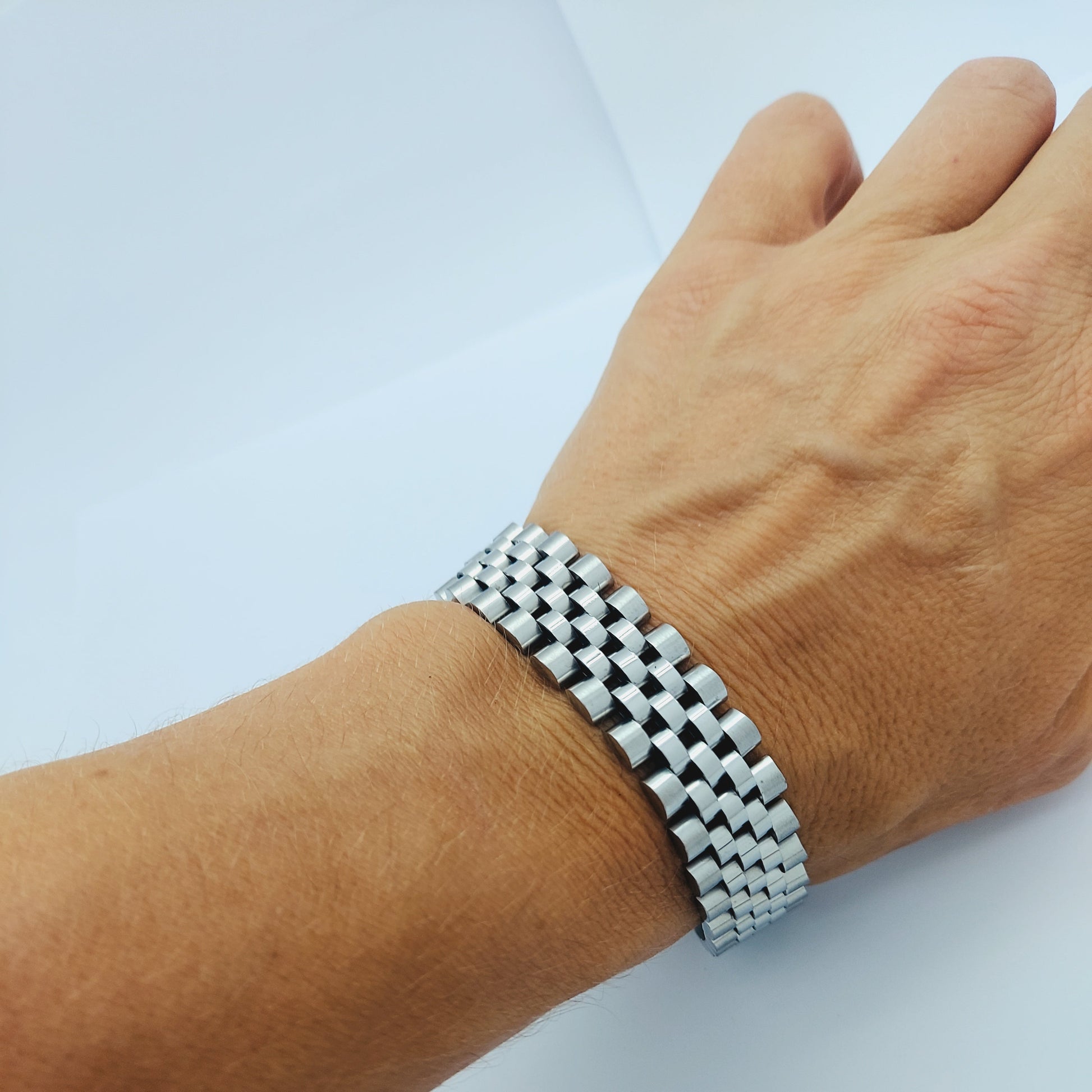 HIGH QUALITY MEN'S WOMEN'S STAINLESS STEEL CLASSIC BRACELET SILVER LARGE steelstyle33