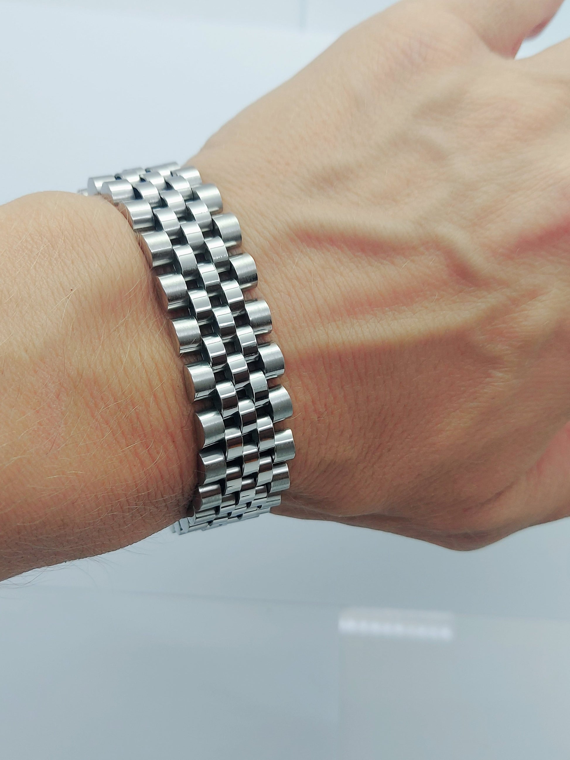 HIGH QUALITY MEN'S WOMEN'S STAINLESS STEEL CLASSIC BRACELET SILVER LARGE steelstyle33